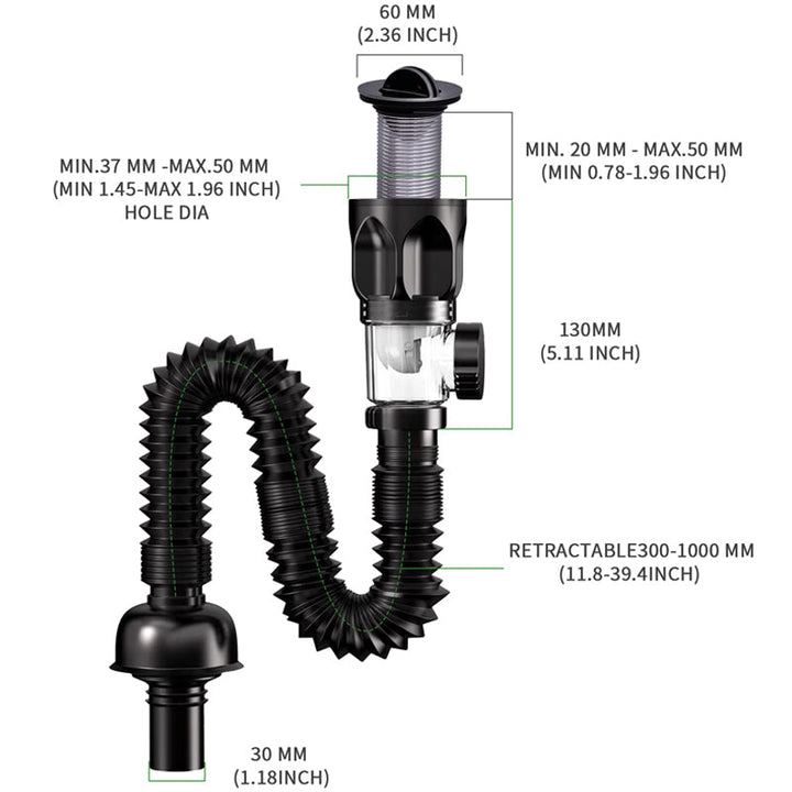 Flexible siphon drainage pipe | Bowlift