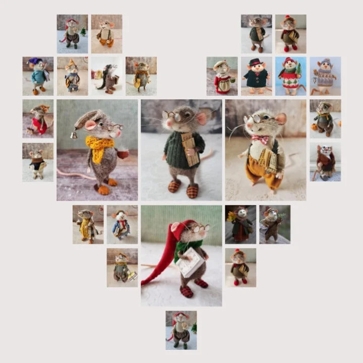 BowLift | Handmade Felted Mouse Decoration | Eco-Friendly Wool | Holiday Ornament & Gift