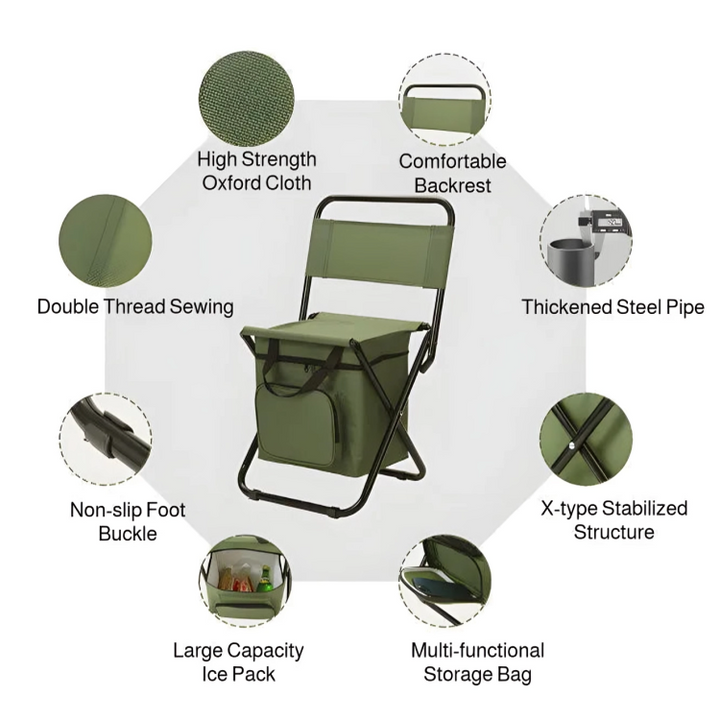 BowLift | Built-in Cooling Bag Portable Folding Outdoor Stool