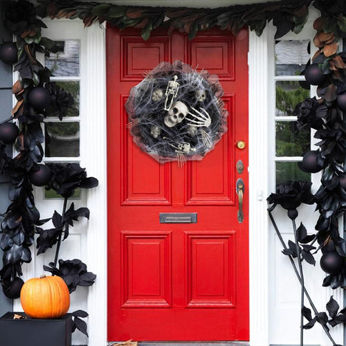 BowLift | Halloween Wreath – Mesh Skull Garland for Door and Wall Decoration