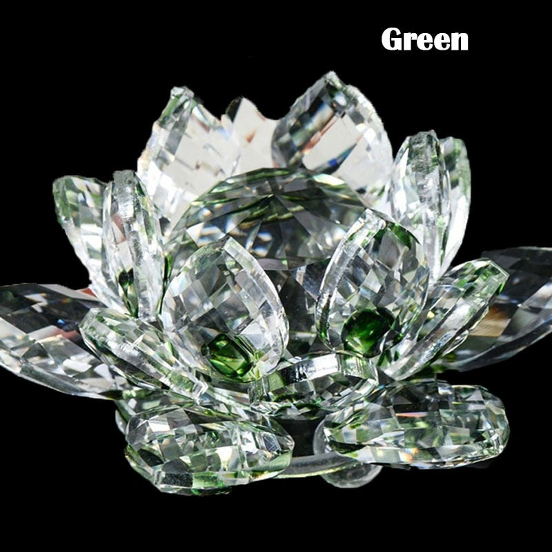 BowLift | 80Mm Quartz Crystals Lotus Flower Crafts Glass Fengshui Ornaments Healing Crystals Home Party Wicca Decor Yoga Gifts Souvenir