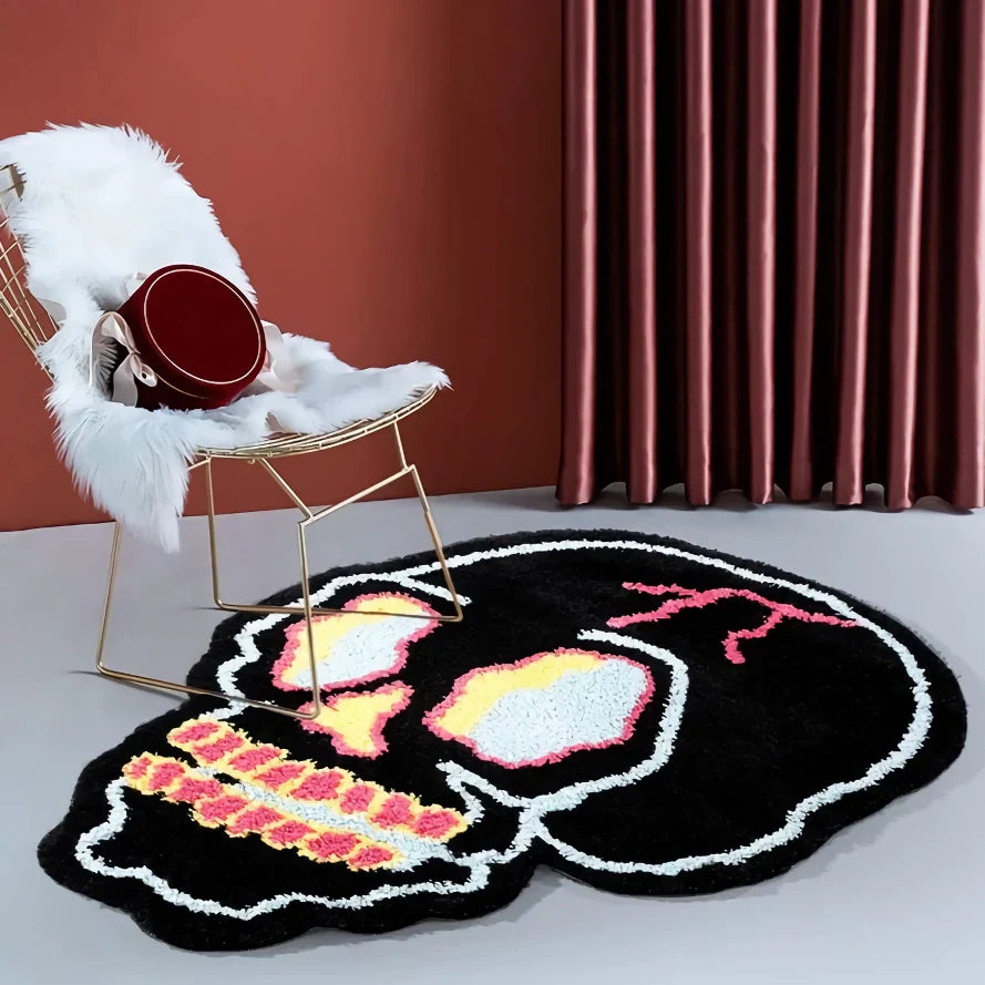 BowLift | Funky Irregular Black Skull Head Area Rug for Living Room & Bedroom