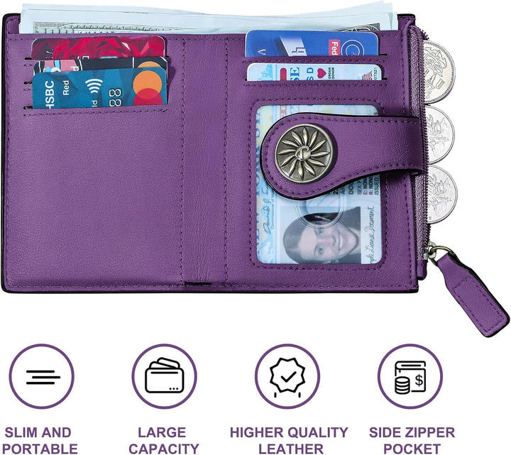 Elegant RFID Women's Wallet with Zipper Bowlift