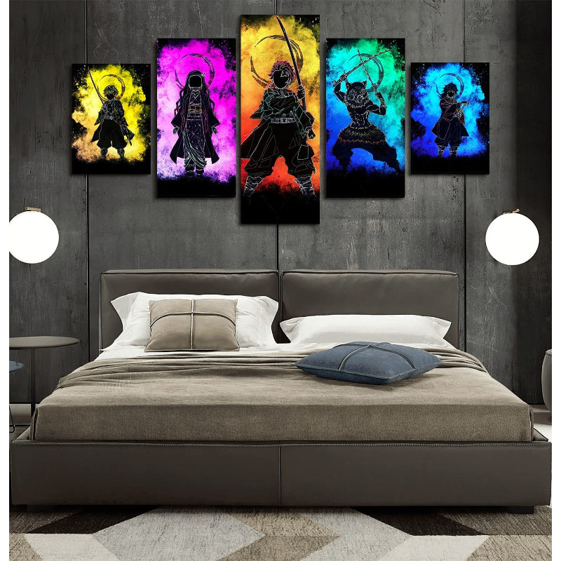 5 Piece Tanjiro Anime Canvas Wall Art Painting | Bowlift