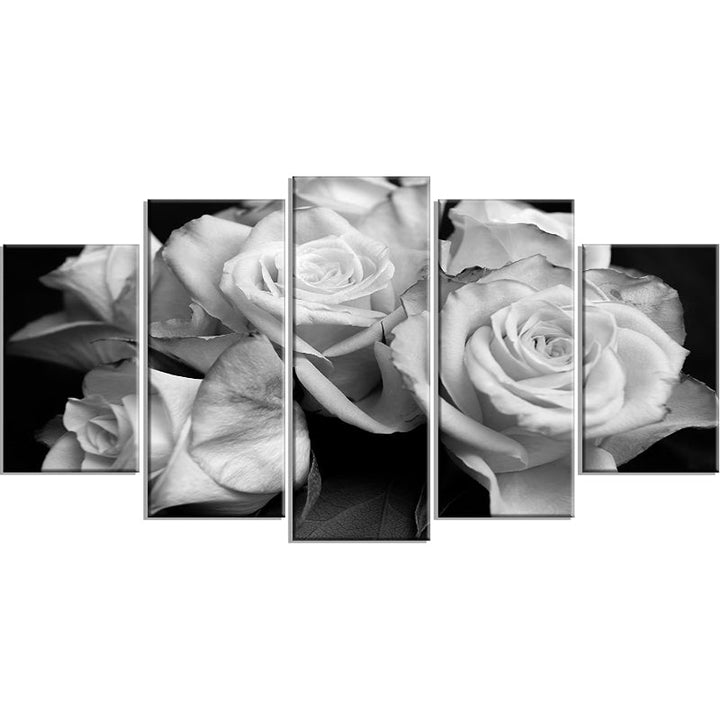 Set Of 5 Black Rose Wall Art Painting | Bowlift