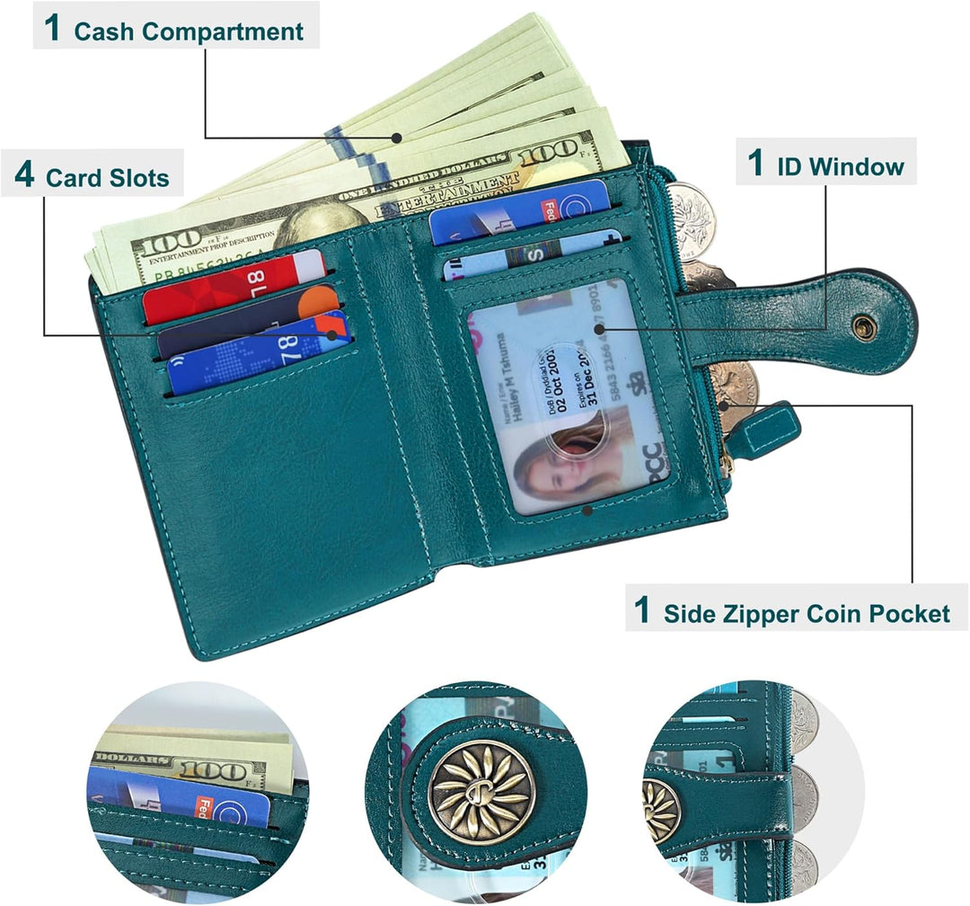 Elegant RFID Women's Wallet with Zipper Bowlift