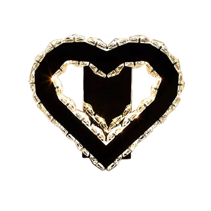 BowLift | LED Love Heart Wall Lighting Modernism Black Faceted Crystal Wall Lighting Ideas for Bedroom
