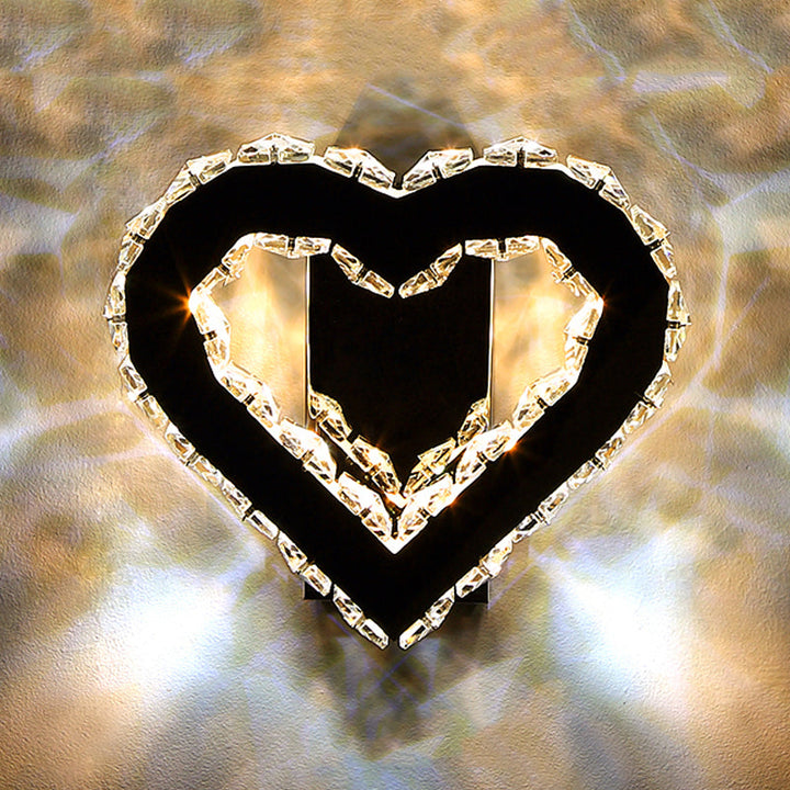 BowLift | LED Love Heart Wall Lighting Modernism Black Faceted Crystal Wall Lighting Ideas for Bedroom