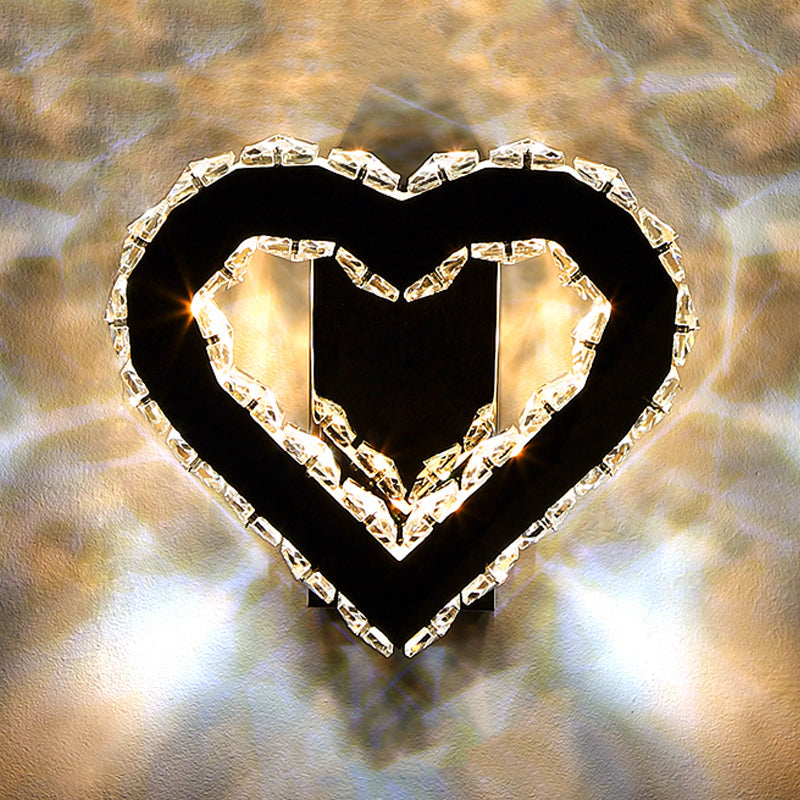 BowLift | LED Love Heart Wall Lighting Modernism Black Faceted Crystal Wall Lighting Ideas for Bedroom