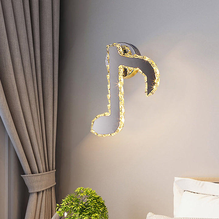 BowLift | Music Note Crystal Wall Light Wall Lamp Simple Style LED Hall Wall Mounted Lamp in Black