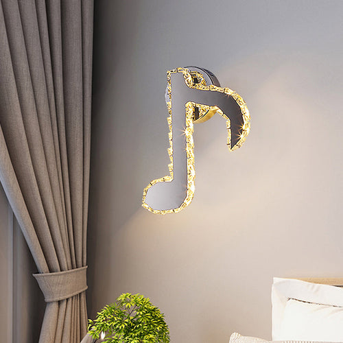 BowLift | Music Note Crystal Wall Light Wall Lamp Simple Style LED Hall Wall Mounted Lamp in Black