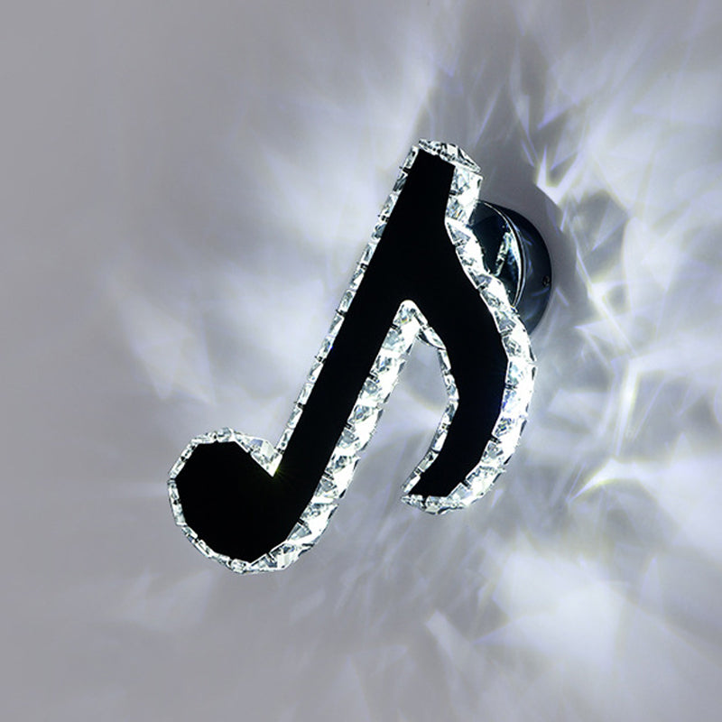 BowLift | Music Note Crystal Wall Light Wall Lamp Simple Style LED Hall Wall Mounted Lamp in Black