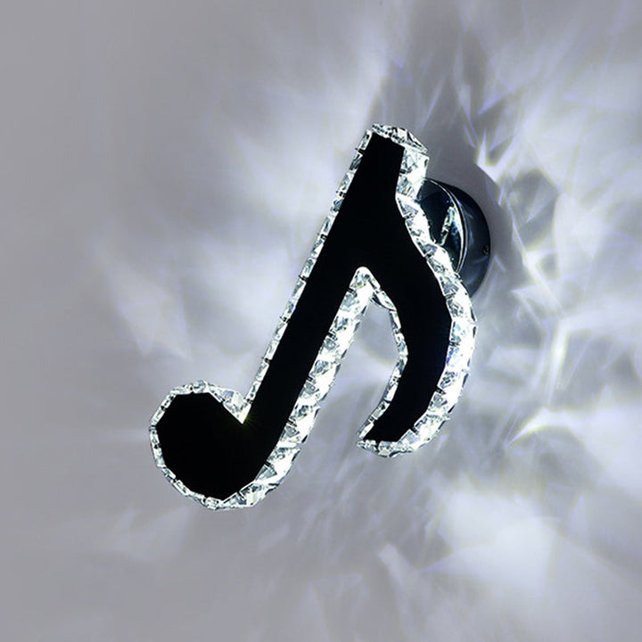 BowLift | Music Note Crystal Wall Light Wall Lamp Simple Style LED Hall Wall Mounted Lamp in Black