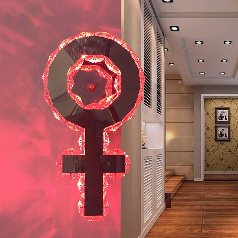 BowLift | Nickel Girl Logo Wall-Mounted Lighting Modernist Style Hollowed Crystal LED Bedroom Wall Lamp Light