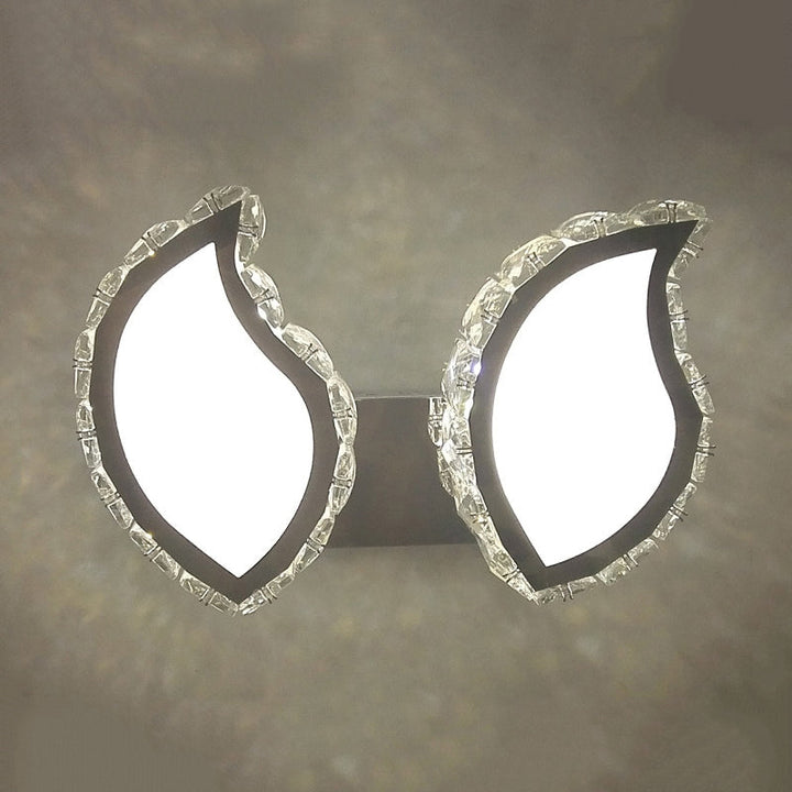 BowLift | Leaf Bedroom Wall Mounted Lamp Modern Clear Crystal LED Chrome Finish Surface Wall Sconces