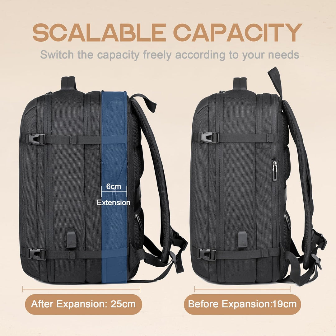 40L Expandable Waterproof Travel Backpack with USB Port & 17” Laptop Sleeve – AirVoyage | Bowlift