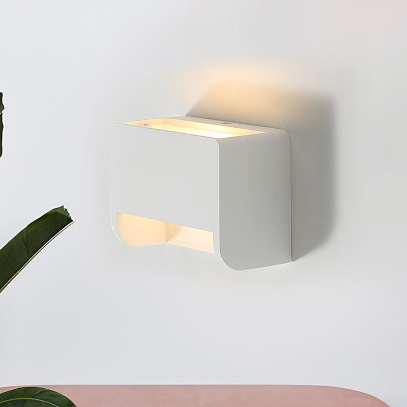 BowLift | Minimalist Box Shape Wall Light Plaster 1-Light Bedroom LED Wall Light in White