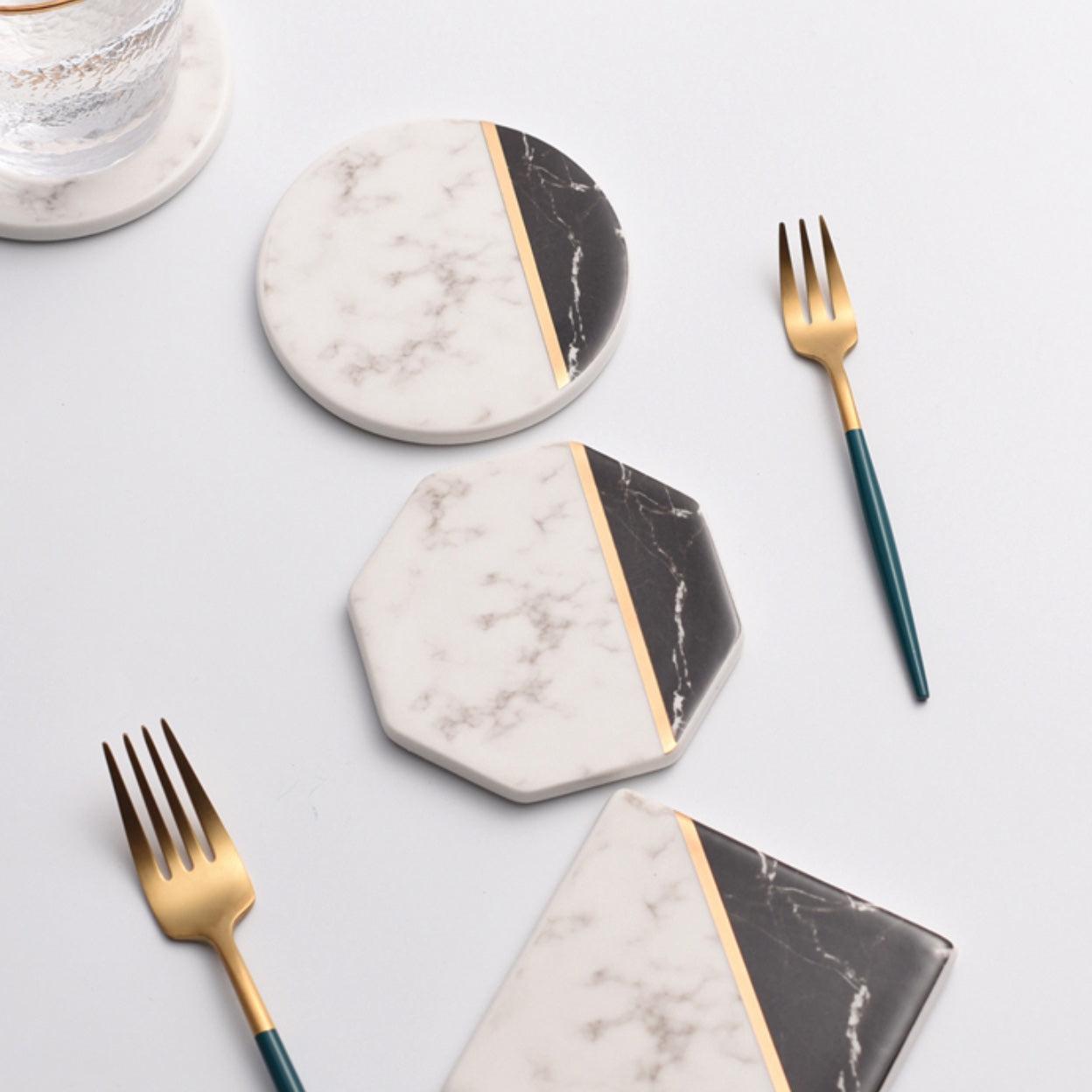BowLift | Elegant Marble Ceramic Coasters