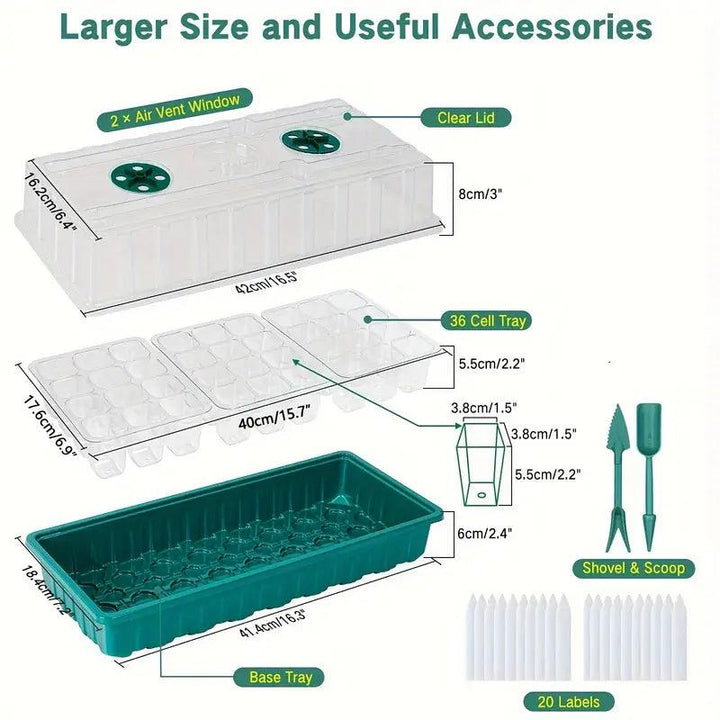 BowLift | Growmida Indoor Growing Set | With LED Plant Light & Adjustable Humidity Cover | 36-Cell Seedling Station | Incl. Accessories