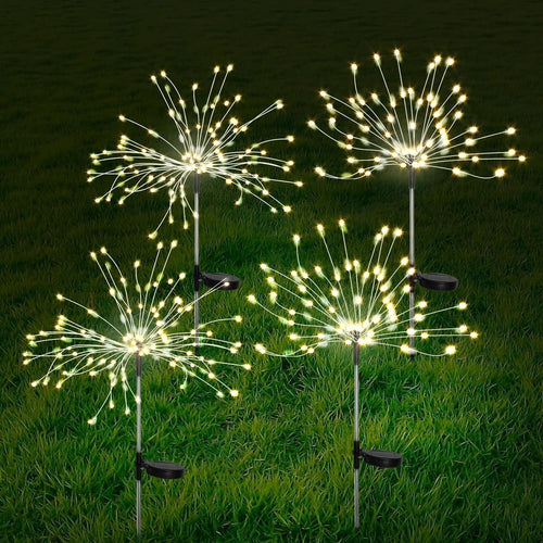 4 Pieces Solar Firework Garden Lights - Weatherproof LED Decorative Lighting, Solar Power for Garden and Patio | Bowlift
