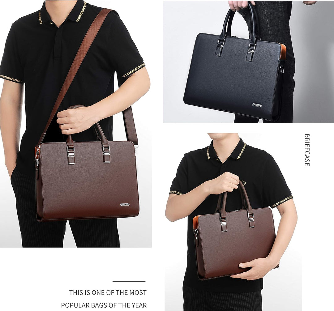 Genuine Leather Multi-Compartment Business Briefcase for Professionals | Bowlift