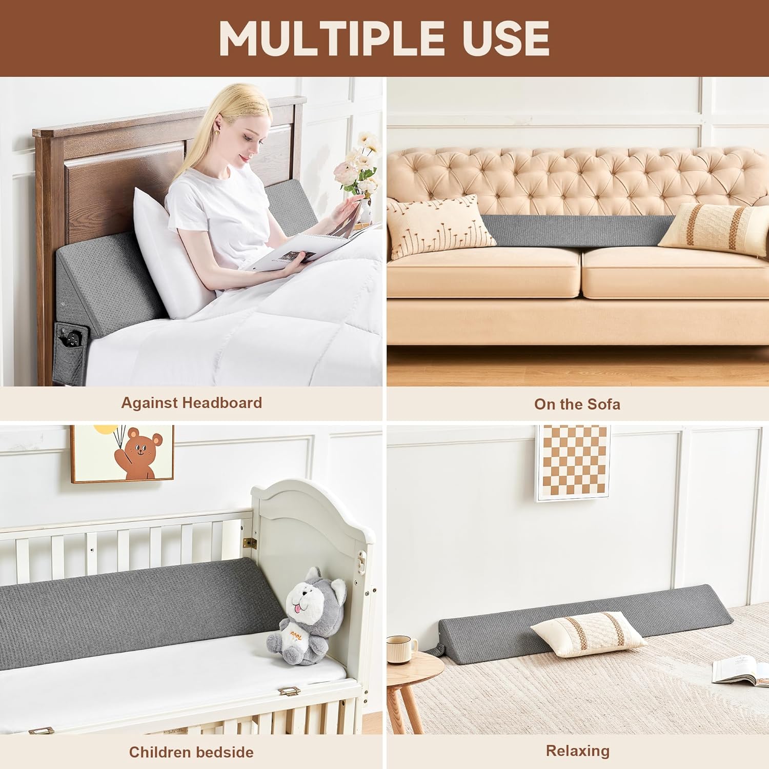 BowLift | Gap Filler Wedge Pillow | Adjustable Height, Compact Design & Ideal for Twin, Queen, King Beds and Sofas