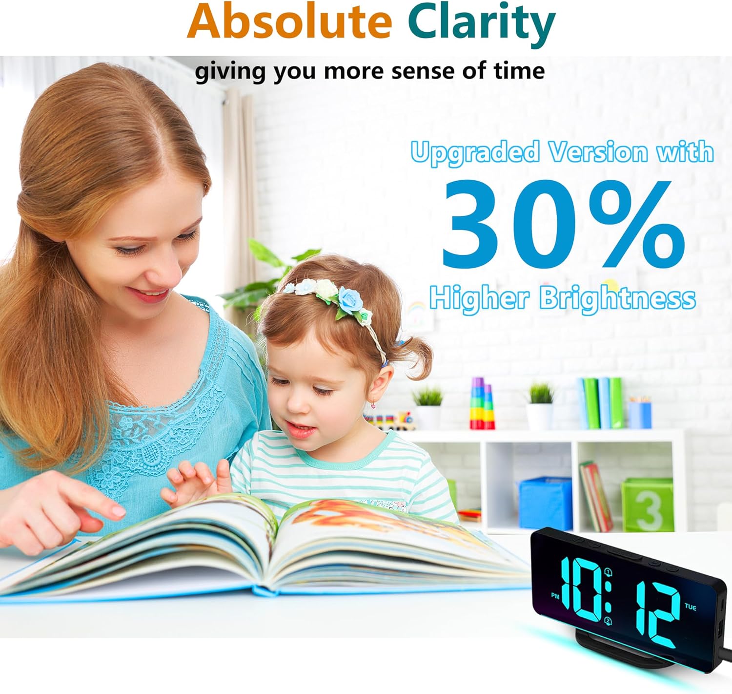 BowLift | 11.5-Inch Digital Calendar Day Clock with 19 Reminders – Claryon