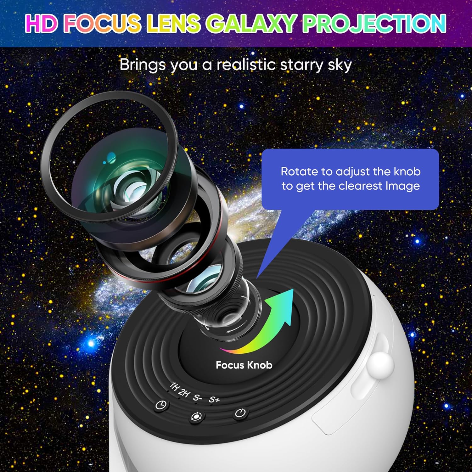 BowLift | Galaxy Projector with 360° Rotation - Stunning Room-Wide Night Sky View