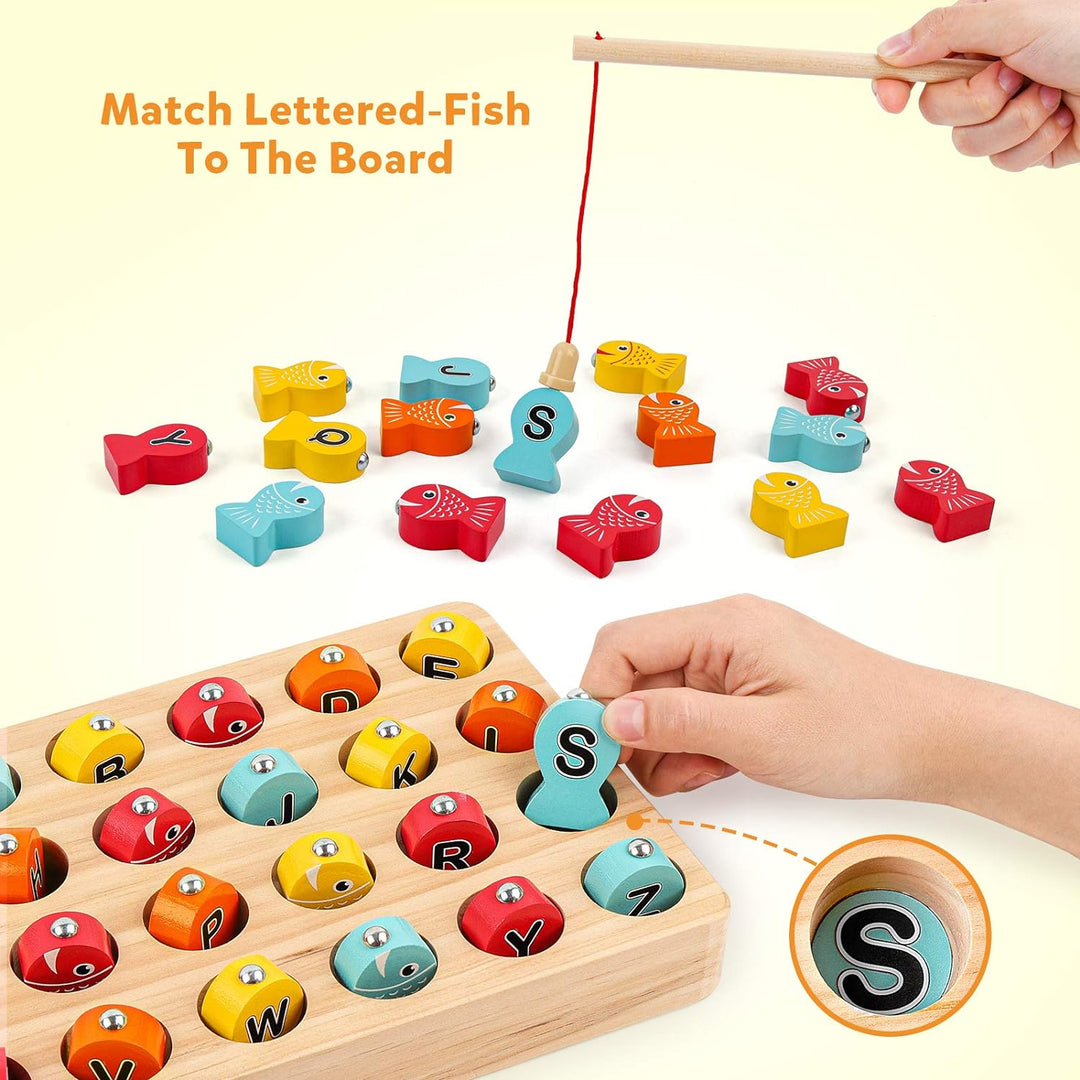 BowLift | Enchanting Wooden Magnetic Fishing Game - Educational Play Fun for Toddlers