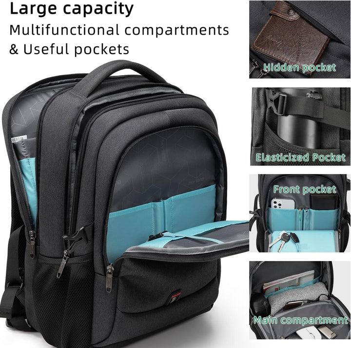Water-Resistant Travel Laptop Backpack with USB Port & Organised Storage | Bowlift