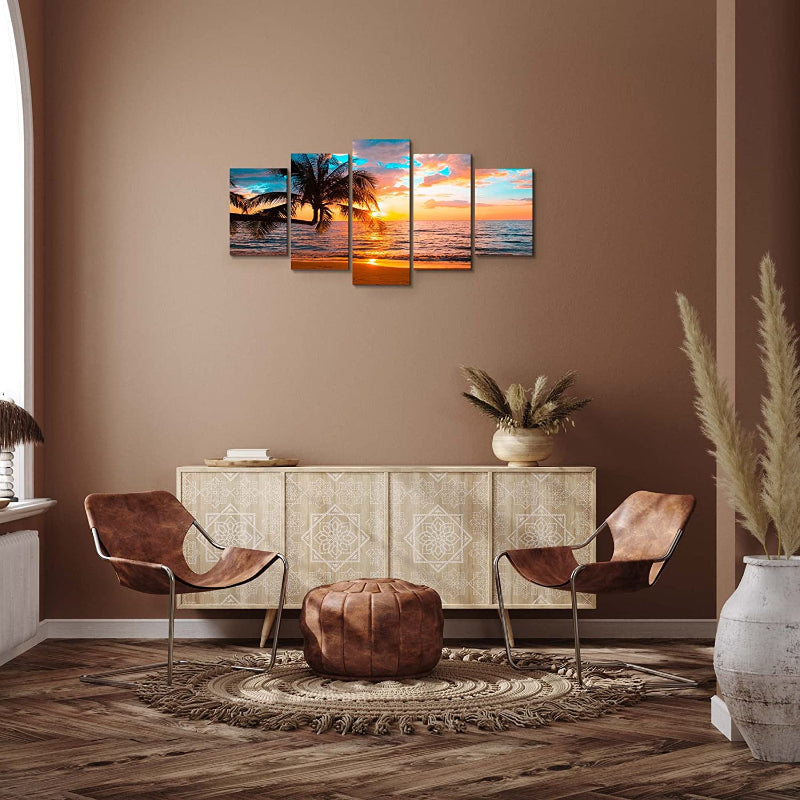 5 Piece Abstract Beach - Canvas Wall Art Painting | Bowlift