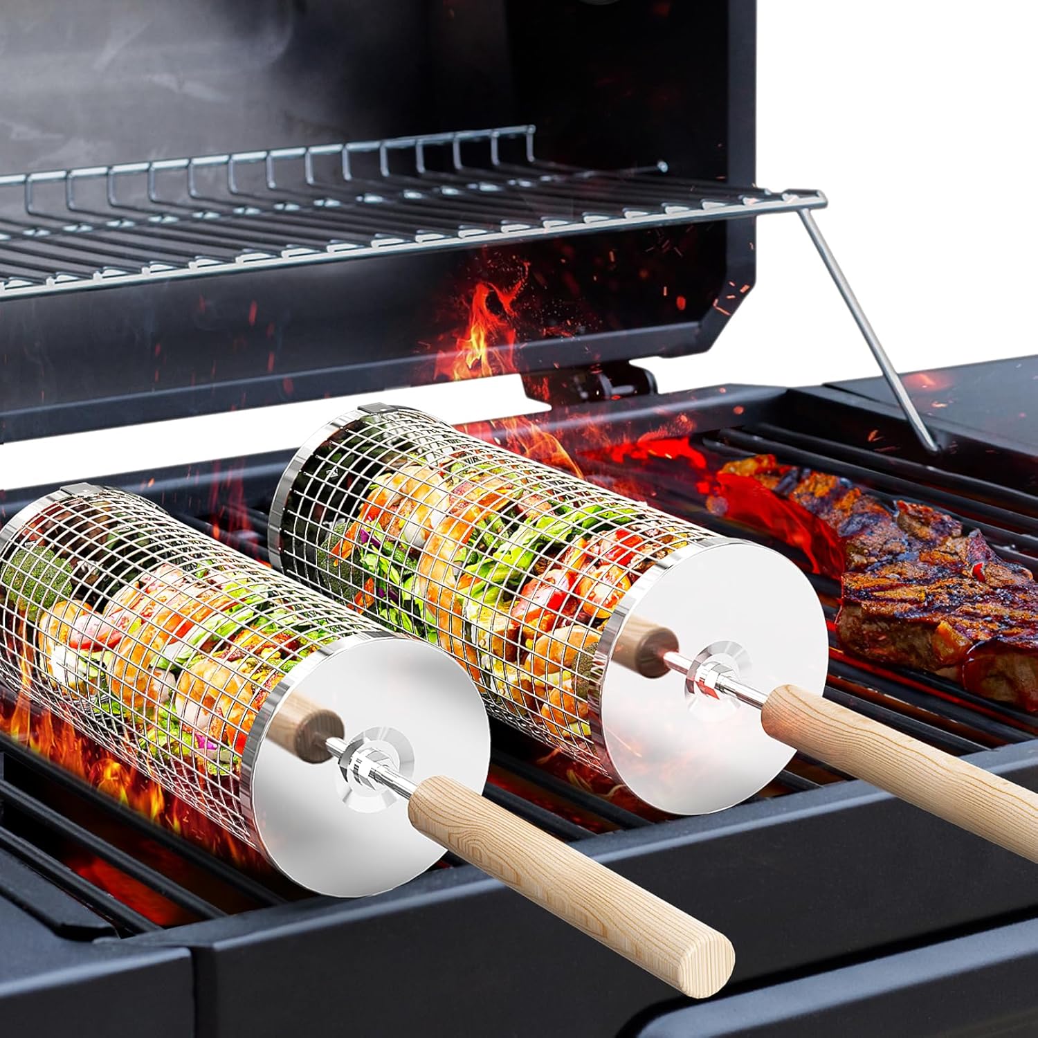 BowLift | Premium Grill Baskets | Stainless Steel BBQ Tool for Outdoor Cooking