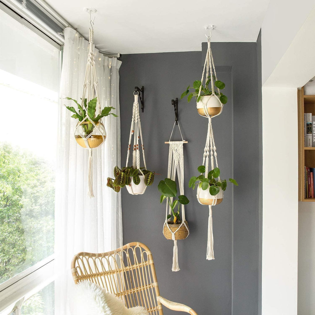 BowLift | 4-piece handmade Boho macrame plant hanger set