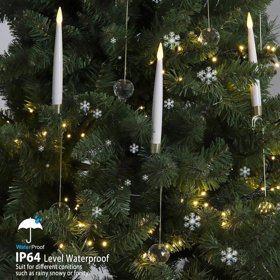 BowLift | Christmas Tree LED Candle Set | 12 Pieces with Remote Control & Timer | Warm White Flicker | Flameless & Safe
