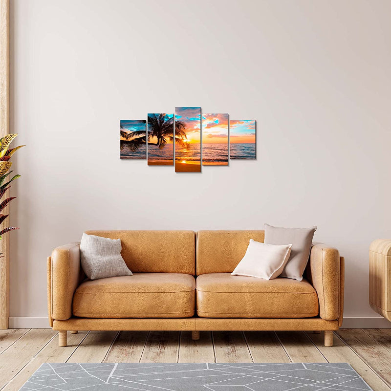 5 Piece Abstract Beach - Canvas Wall Art Painting | Bowlift