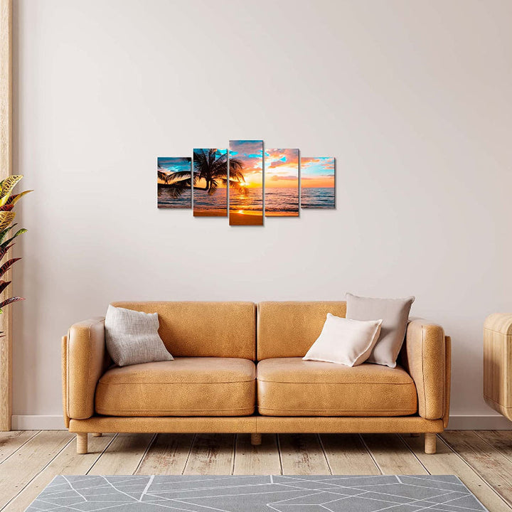 5 Piece Abstract Beach - Canvas Wall Art Painting | Bowlift