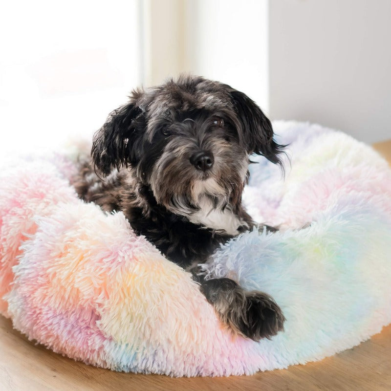BowLift | Beef Rainbow Extra Plush Calming Donut Dog Beds