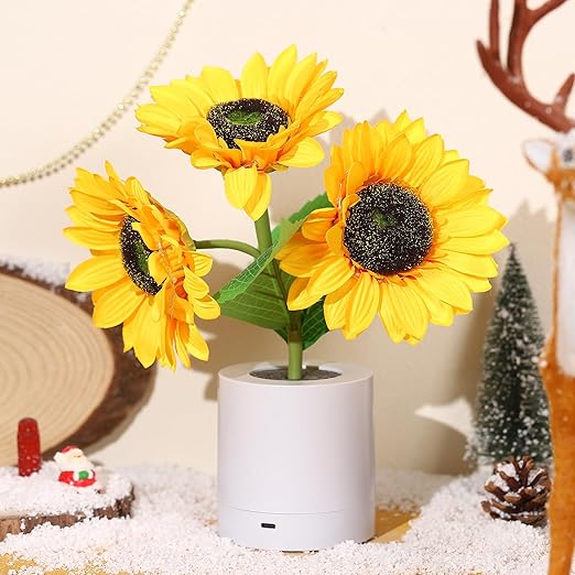 BowLift | LED Sunflower Table Lamp - Decorative Lighting Fixture for Home Decor & Nightstand Use