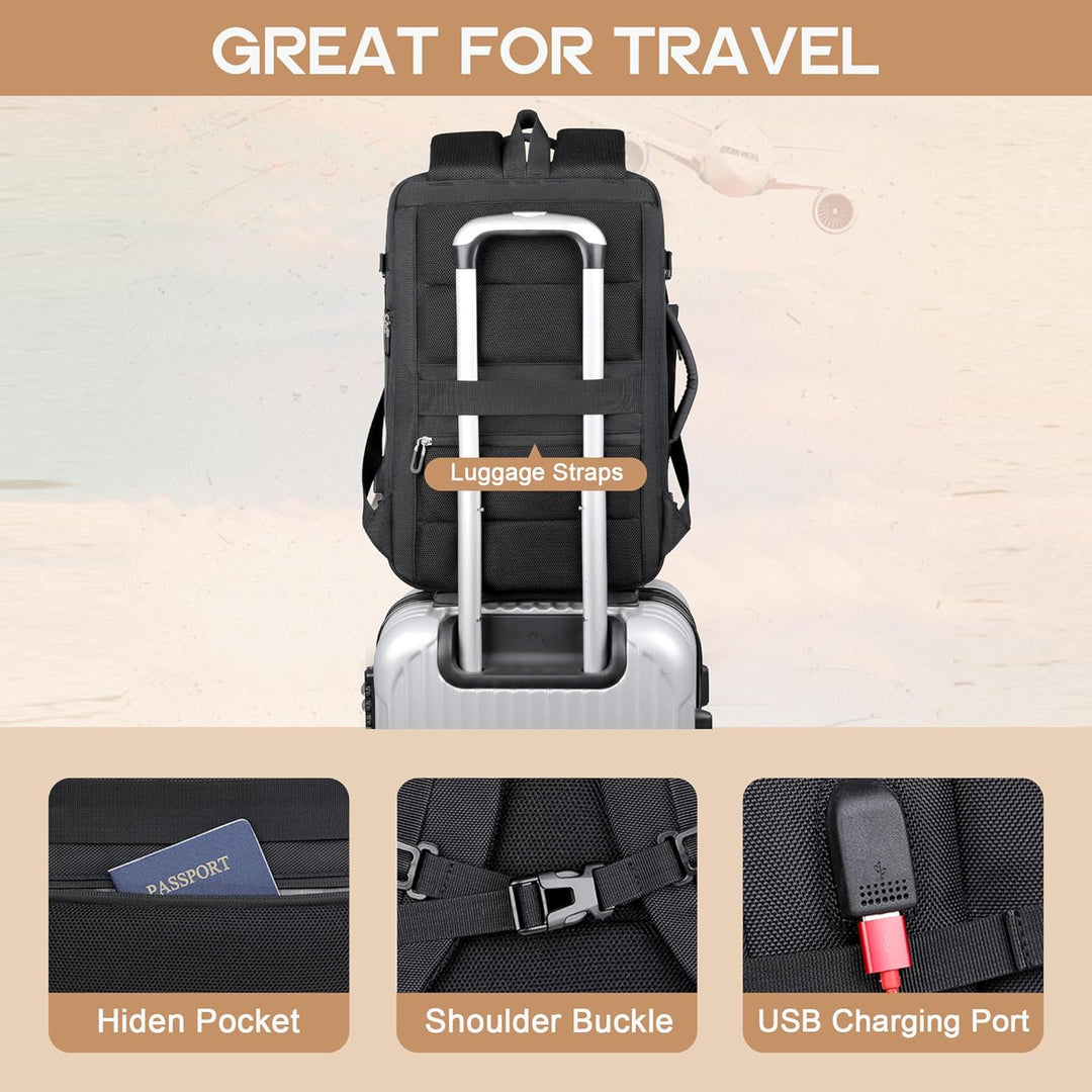 40L Expandable Waterproof Travel Backpack with USB Port & 17” Laptop Sleeve – AirVoyage | Bowlift
