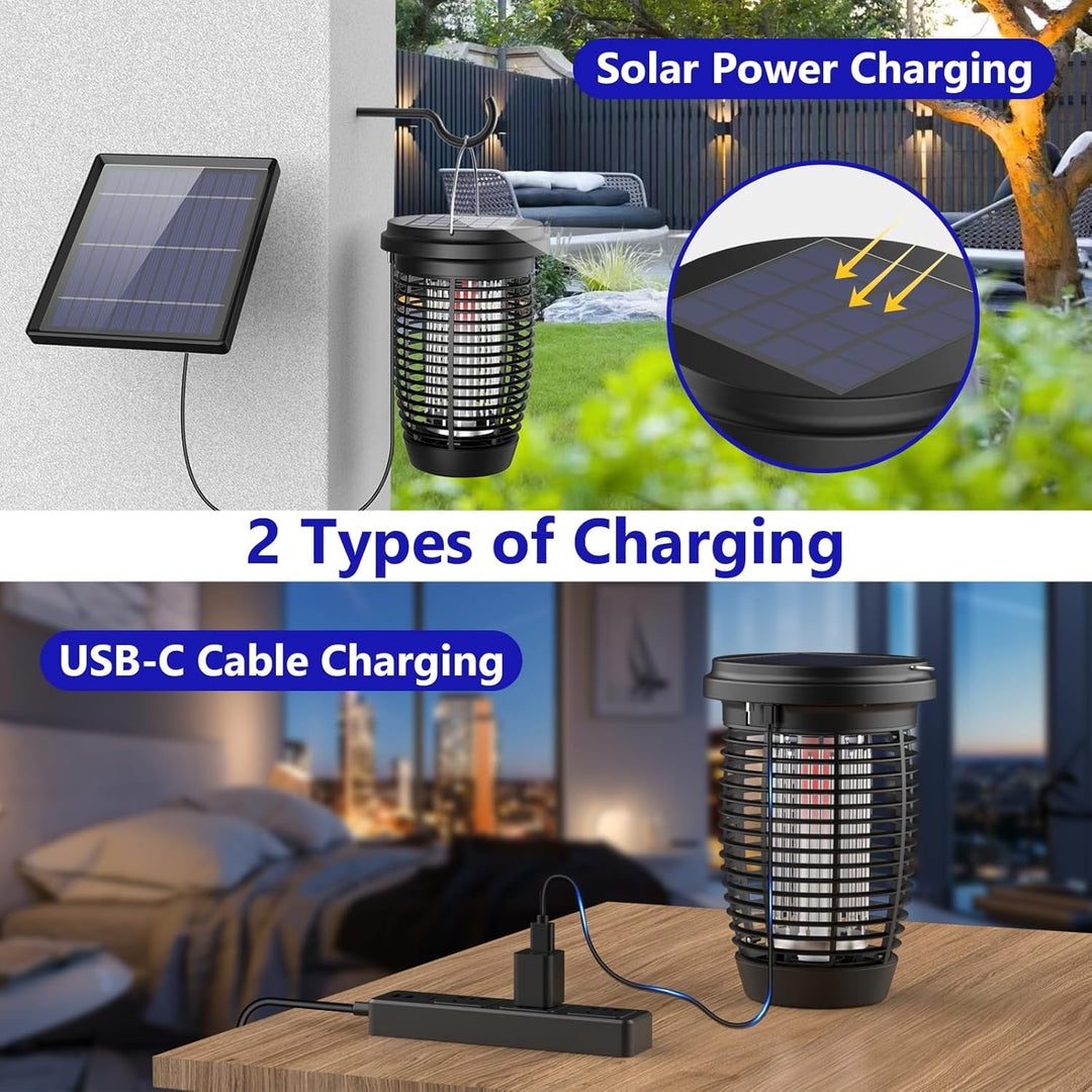 BowLift | Solar Bug Zapper 2-in-1 Mosquito Killer Lamp – 4500V Indoor & Outdoor Fly Trap