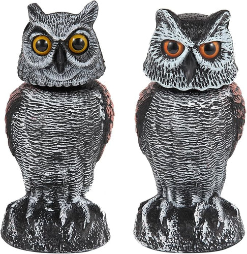 BowLift | Realistic 2-Pack Owl Decoy with Rotating Head – Outdoor Bird & Pest Repellent