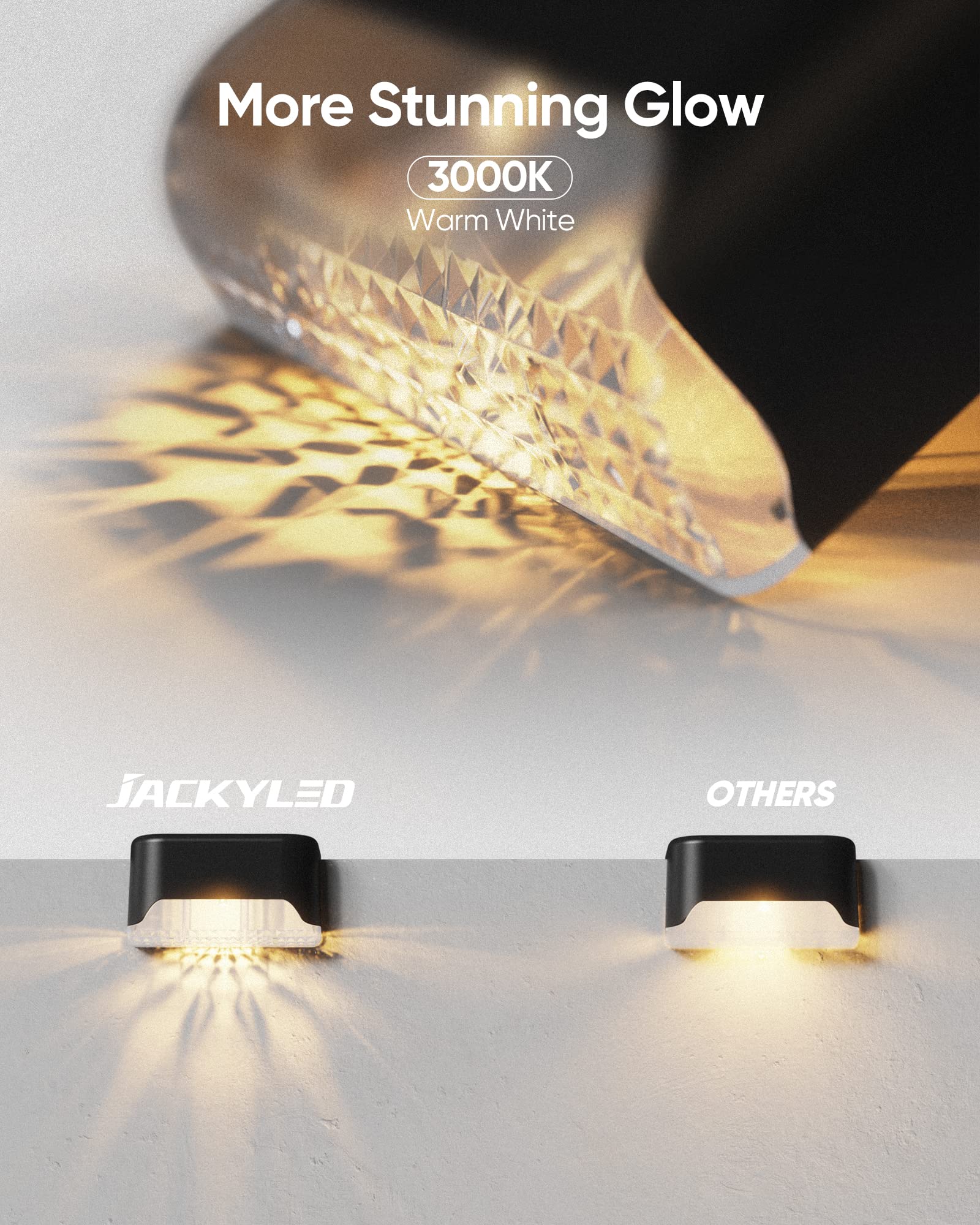 BowLift | 16 Pack Solar Deck Light - Weatherproof LED Fence Light for Garden, Terrace, Stairs, Black