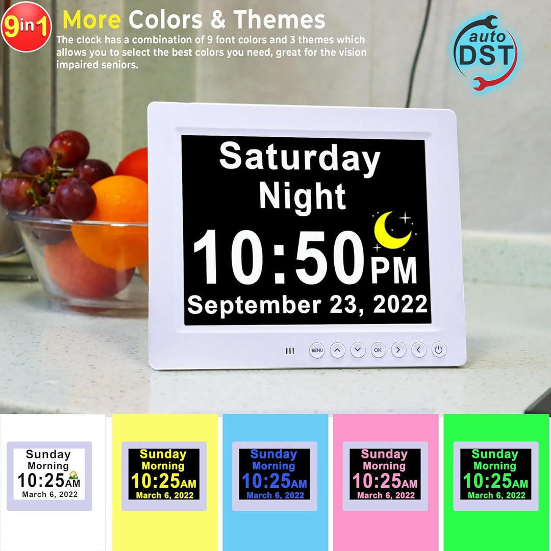 BowLift | 11.5-Inch Digital Calendar Day Clock with 19 Reminders – Claryon
