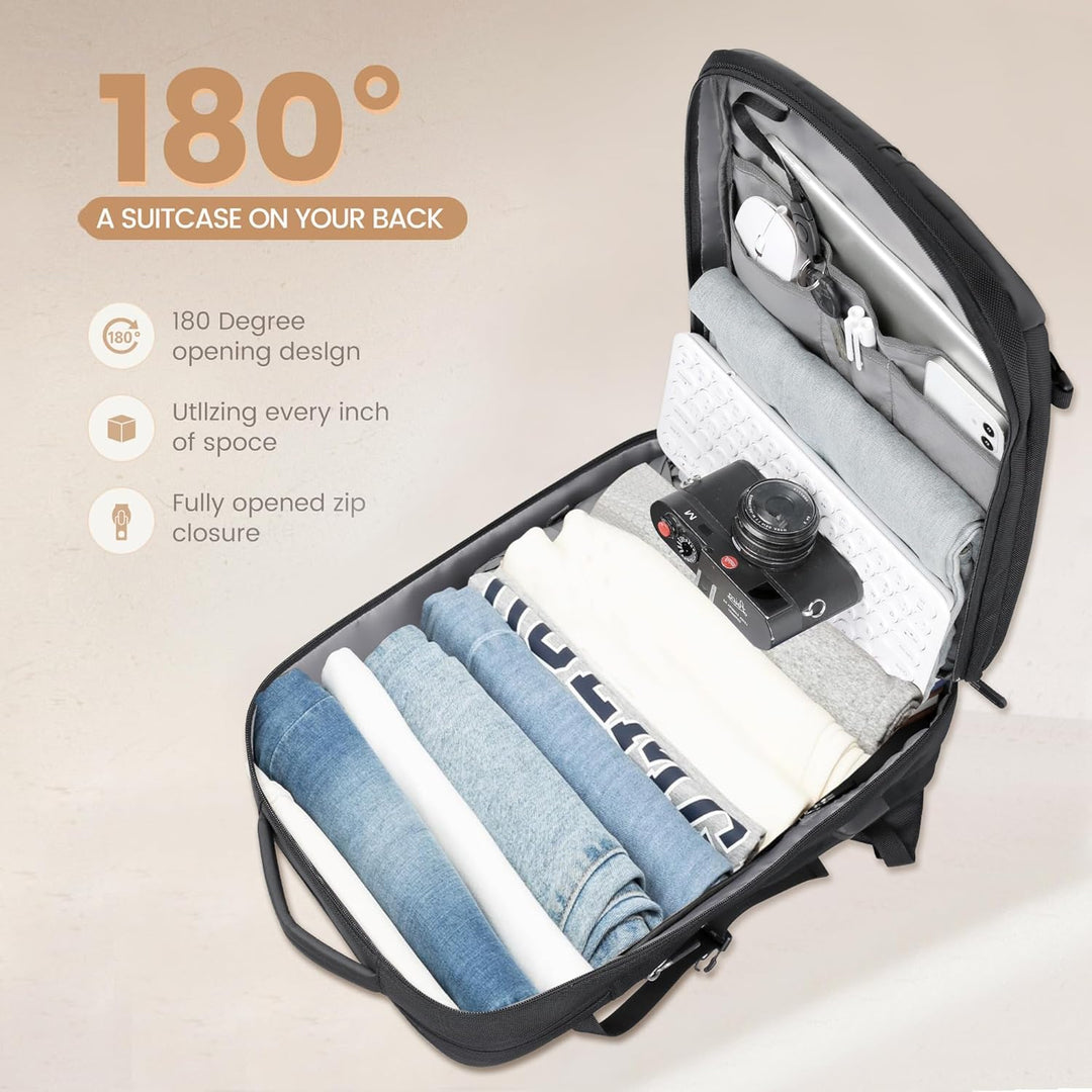 40L Expandable Waterproof Travel Backpack with USB Port & 17” Laptop Sleeve – AirVoyage | Bowlift