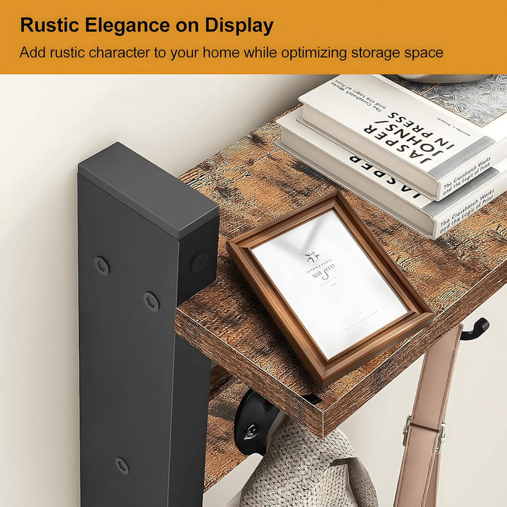 BowLift | Wall-Mounted Coat Rack with Shelf and 5 Metal Hooks – Ravora