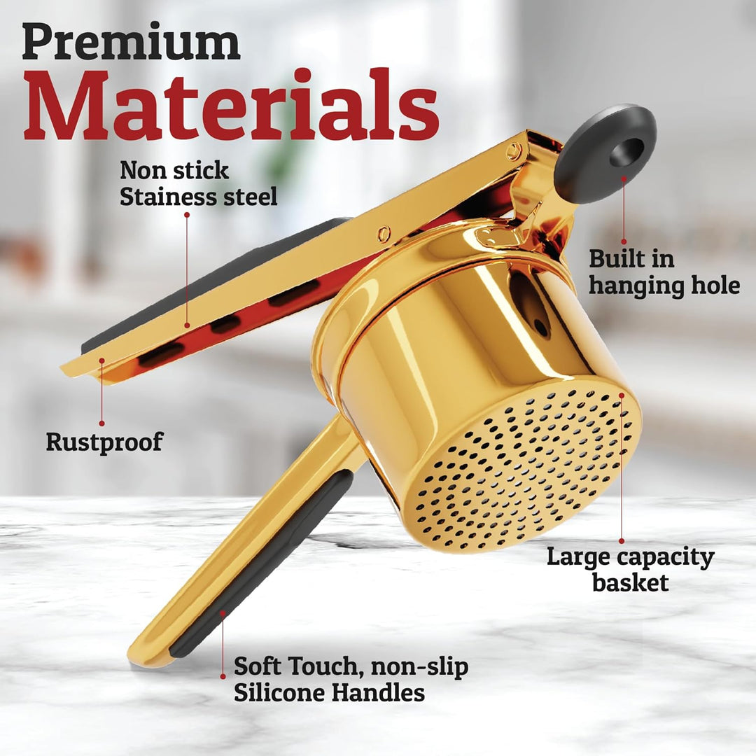 BowLift | PureMasher Pro Stainless Steel Potato Masher 15oz | Extra Large Capacity | For Mashed Potatoes, Vegetables & Fruits | Lump-Free & Durable