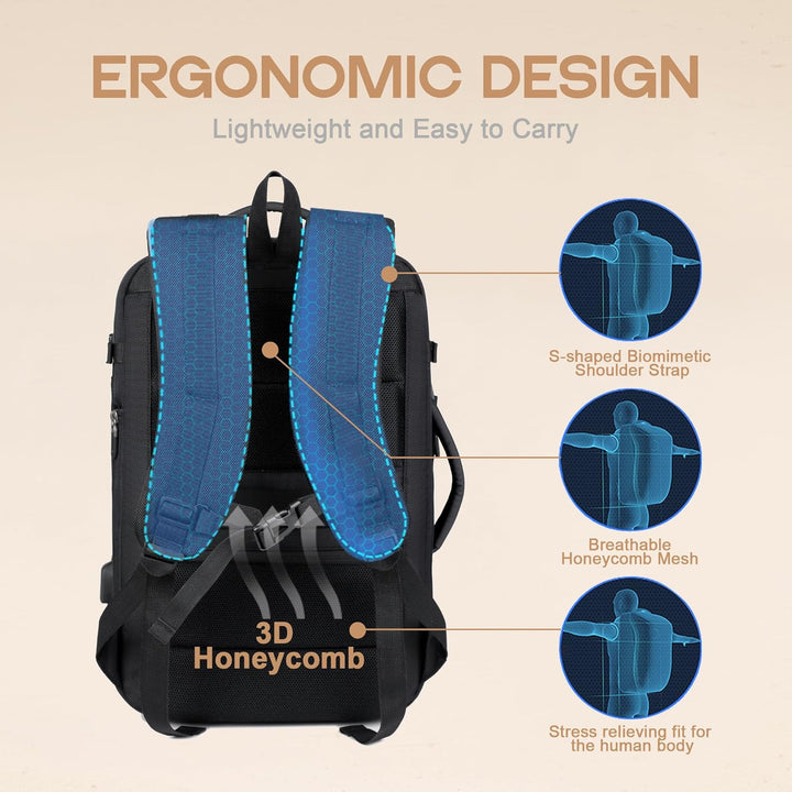 40L Expandable Waterproof Travel Backpack with USB Port & 17” Laptop Sleeve – AirVoyage | Bowlift