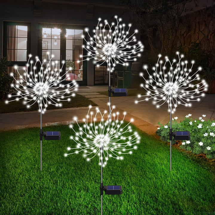 4 Pieces Solar Firework Garden Lights - Weatherproof LED Decorative Lighting, Solar Power for Garden and Patio | Bowlift