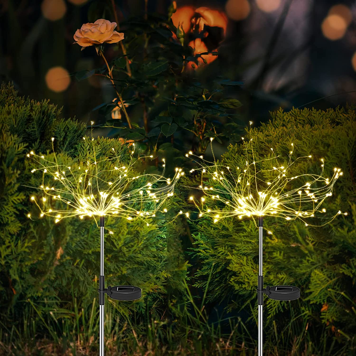 BowLift | 4 Piece Solar Firework Garden Lights - Weatherproof LED Decorative Lighting, Solar Energy for Garden and Patio