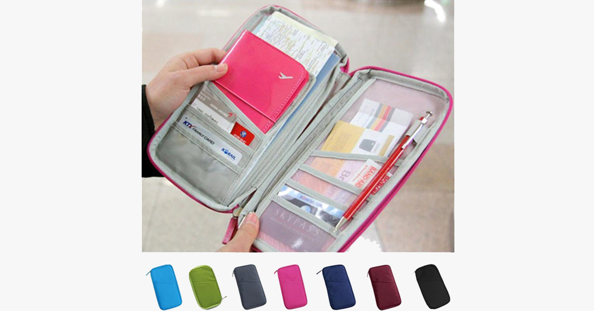 BowLift | Travel wallet with zipper - Classic design - Multicolor - Separate compartments for business cards